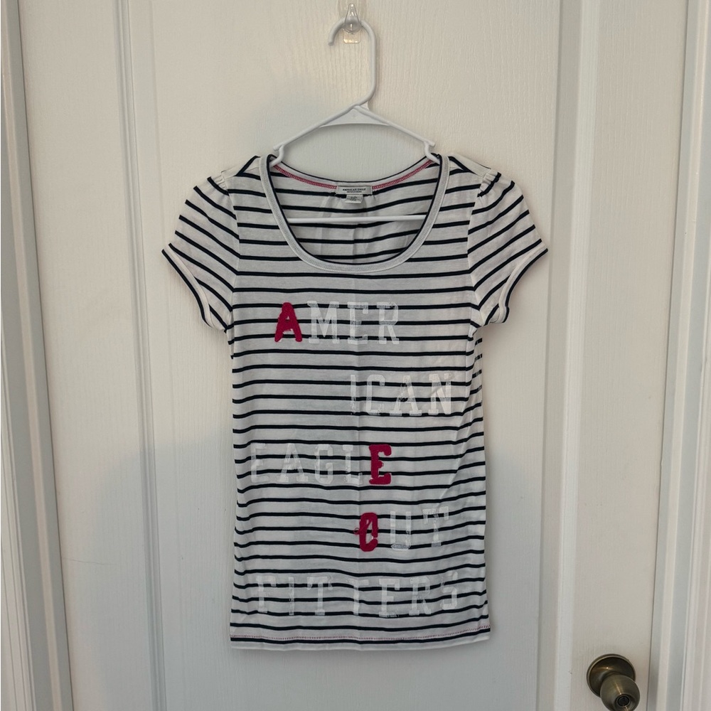 American Eagle Outfitters Kids Black and White Striped Tee